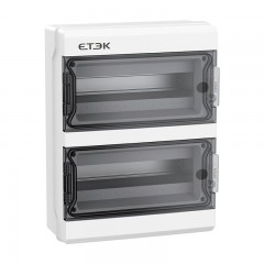 Бокс пластиковый ЩРН-ПГ ETEK EKDB10-26T 26-мод. IP65 296.5x390.5x131.5 с прозр. дверью