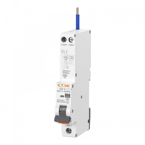 Дифавтомат с защитой от дугового пробоя ETEK EKL17H-40AFD 1P+N 16A 30mA кривая С тип A 6kA